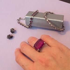 Purple jewelry bundle cocktail ring bracelets hair